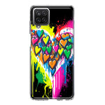 Samsung Galaxy A12 Colorful Rainbow Hearts Love Graffiti Painting Hybrid Protective Phone Case Cover