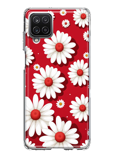 Samsung Galaxy A22 5G Cute White Red Daisies Polkadots Double Layer Phone Case Cover