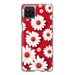 Samsung Galaxy A22 5G Cute White Red Daisies Polkadots Double Layer Phone Case Cover
