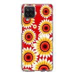 Samsung Galaxy A42 Yellow Sunflowers Polkadot on Red Double Layer Phone Case Cover