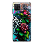 Samsung Galaxy A12 Red Roses Graffiti Painting Art Hybrid Protective Phone Case Cover
