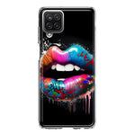 Samsung Galaxy A12 Colorful Lip Graffiti Painting Art Hybrid Protective Phone Case Cover