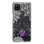 Samsung Galaxy A12 Halloween Skeleton Heart Hands Spooky Spider Web Hybrid Protective Phone Case Cover