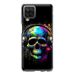 Samsung Galaxy A12 Fantasy Skull Headphone Colorful Pop Art Hybrid Protective Phone Case Cover