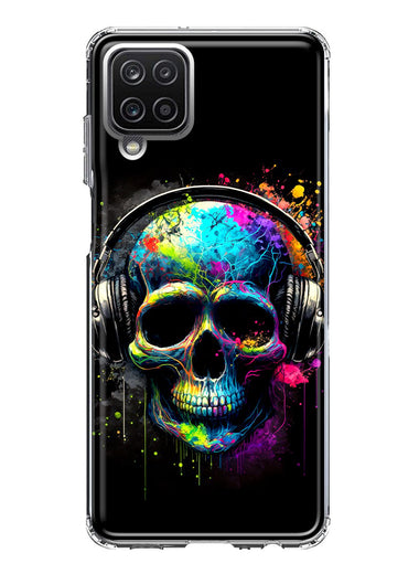 Samsung Galaxy A22 5G Fantasy Skull Headphone Colorful Pop Art Hybrid Protective Phone Case Cover