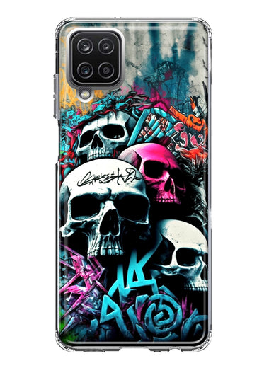Samsung Galaxy A12 Skulls Graffiti Painting Art Hybrid Protective Phone Case Cover
