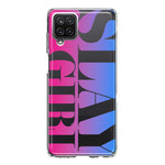 Samsung Galaxy A12 Pink Blue Clear Funny Text Quote Slay Girl Hybrid Protective Phone Case Cover