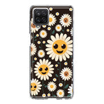 Samsung Galaxy A12 Cute Smiley Face White Daisies Double Layer Phone Case Cover