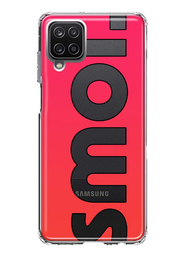 Samsung Galaxy A22 5G Red Pink Clear Funny Text Quote Smol Hybrid Protective Phone Case Cover