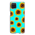 Samsung Galaxy A42 Yellow Sunflowers Polkadot on Turquoise Teal Double Layer Phone Case Cover