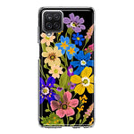 Samsung Galaxy A22 5G Blue Yellow Vintage Spring Wild Flowers Floral Hybrid Protective Phone Case Cover