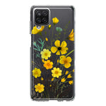 Samsung Galaxy A12 Yellow Summer Flowers Floral Hybrid Protective Phone Case Cover