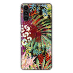 Samsung Galaxy A13 Leopard Tropical Flowers Vacation Dreams Hibiscus Floral Hybrid Protective Phone Case Cover