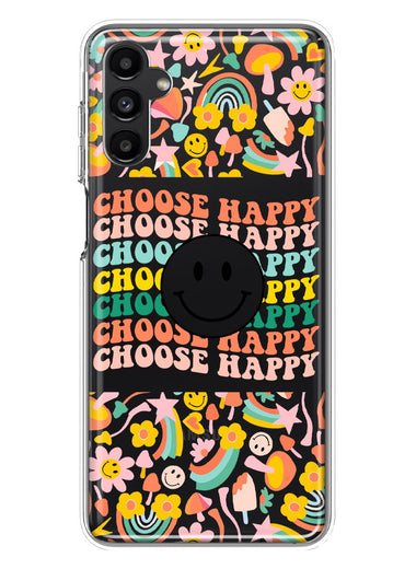 Samsung Galaxy A14 Choose Happy Smiley Face Retro Vintage Groovy 70s Style Hybrid Protective Phone Case Cover