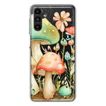 Samsung Galaxy A14 Fairytale Watercolor Mushrooms Pastel Spring Flowers Floral Hybrid Protective Phone Case Cover