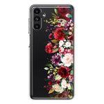 Samsung Galaxy A14 Red Summer Watercolor Floral Bouquets Ruby Flowers Hybrid Protective Phone Case Cover