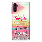 Samsung Galaxy A14 Summer Brush Strokes Sunrise Sunburn Sunset Repeat Hybrid Protective Phone Case Cover
