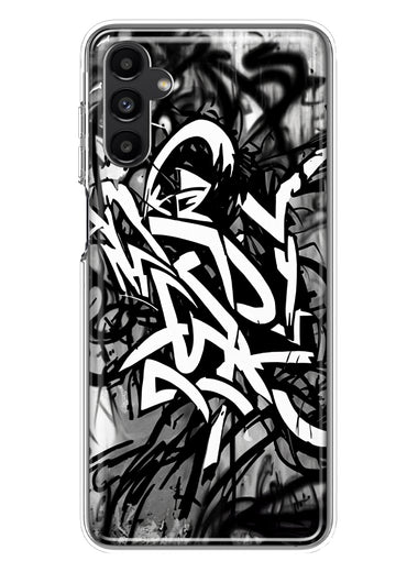 Samsung Galaxy A13 Black White Urban Graffiti Hybrid Protective Phone Case Cover