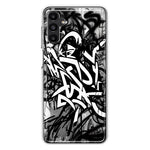 Samsung Galaxy A14 Black White Urban Graffiti Hybrid Protective Phone Case Cover