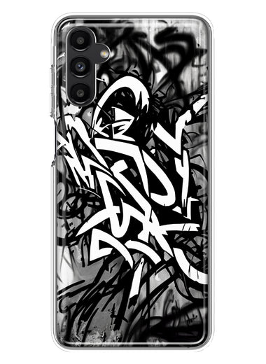 Samsung Galaxy A54 Black White Urban Graffiti Hybrid Protective Phone Case Cover