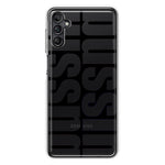 Samsung Galaxy A13 Black Clear Funny Text Quote Bussin Hybrid Protective Phone Case Cover