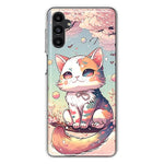 Samsung Galaxy A13 Kawaii Manga Pink Cherry Blossom Cute Cat Hybrid Protective Phone Case Cover