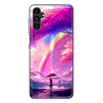 Samsung Galaxy A13 Kawaii Manga Pink Cherry Blossom Japanese Rainbow Girl Hybrid Protective Phone Case Cover