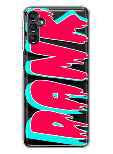 Samsung Galaxy A14 Teal Pink Clear Funny Text Quote Dank Hybrid Protective Phone Case Cover