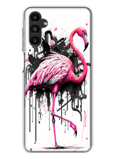 Samsung Galaxy A13 Pink Flamingo Painting Graffiti Hybrid Protective Phone Case Cover