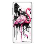 Samsung Galaxy A13 Pink Flamingo Painting Graffiti Hybrid Protective Phone Case Cover