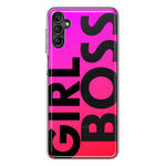 Samsung Galaxy A13 Pink Clear Funny Text Quote Girl Boss Hybrid Protective Phone Case Cover