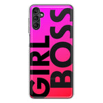 Samsung Galaxy A54 Pink Clear Funny Text Quote Girl Boss Hybrid Protective Phone Case Cover