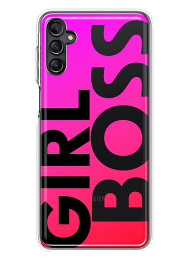 Samsung Galaxy A14 Pink Clear Funny Text Quote Girl Boss Hybrid Protective Phone Case Cover