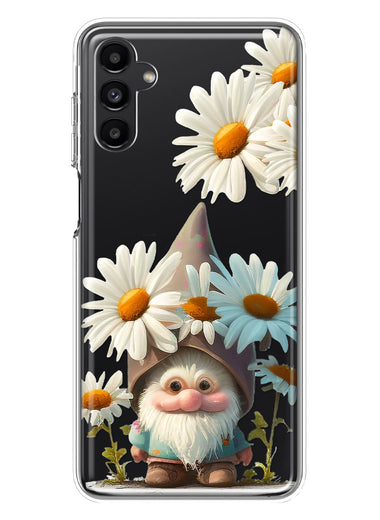 Samsung Galaxy A14 Cute Gnome White Daisy Flowers Floral Hybrid Protective Phone Case Cover