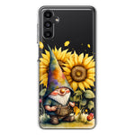 Samsung Galaxy A13 Cute Gnome Sunflowers Clear Hybrid Protective Phone Case Cover