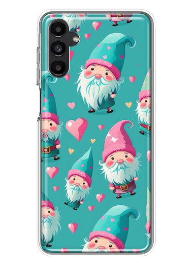 Samsung Galaxy A13 Turquoise Pink Hearts Gnomes Hybrid Protective Phone Case Cover