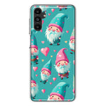 Samsung Galaxy A13 Turquoise Pink Hearts Gnomes Hybrid Protective Phone Case Cover