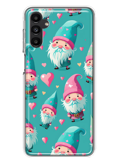 Samsung Galaxy A14 Turquoise Pink Hearts Gnomes Hybrid Protective Phone Case Cover