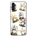 Samsung Galaxy A13 Cute White Blue Daisies Gnomes Hybrid Protective Phone Case Cover