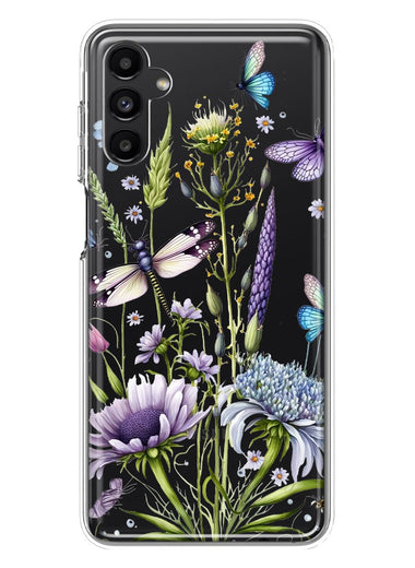 Samsung Galaxy A13 Lavender Dragonfly Butterflies Spring Flowers Hybrid Protective Phone Case Cover