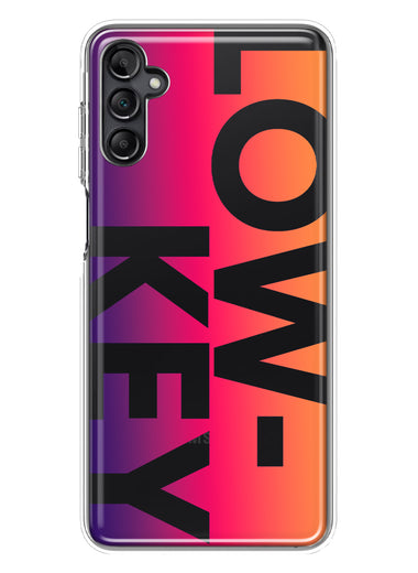 Samsung Galaxy A14 Purple Pink Orange Clear Funny Text Quote Low Key Hybrid Protective Phone Case Cover