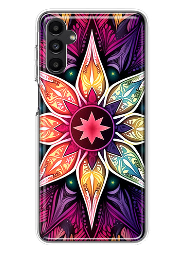 Samsung Galaxy A13 Mandala Geometry Abstract Star Pattern Hybrid Protective Phone Case Cover