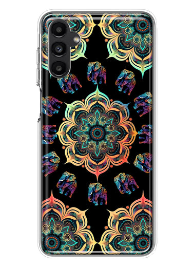 Samsung Galaxy A54 Mandala Geometry Abstract Elephant Pattern Hybrid Protective Phone Case Cover