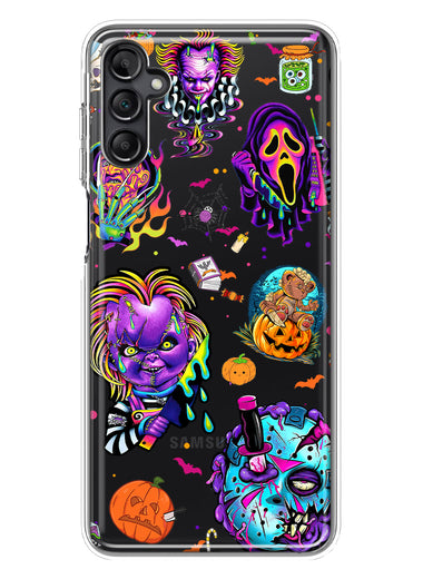 Samsung Galaxy A54 Cute Halloween Spooky Horror Scary Neon Characters Hybrid Protective Phone Case Cover