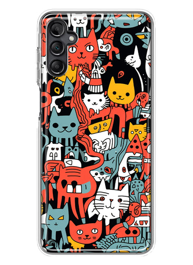 Samsung Galaxy A54 Psychedelic Cute Cats Friends Pop Art Hybrid Protective Phone Case Cover