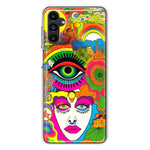 Samsung Galaxy A14 Neon Rainbow Psychedelic Trippy Hippie DaydreamHybrid Protective Phone Case Cover