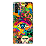 Samsung Galaxy A54 Neon Rainbow Psychedelic Trippy Hippie Multiple Eyes Hybrid Protective Phone Case Cover