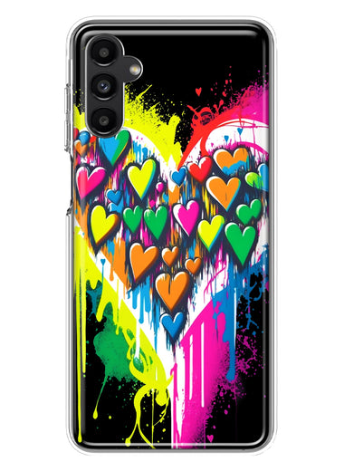 Samsung Galaxy A13 Colorful Rainbow Hearts Love Graffiti Painting Hybrid Protective Phone Case Cover