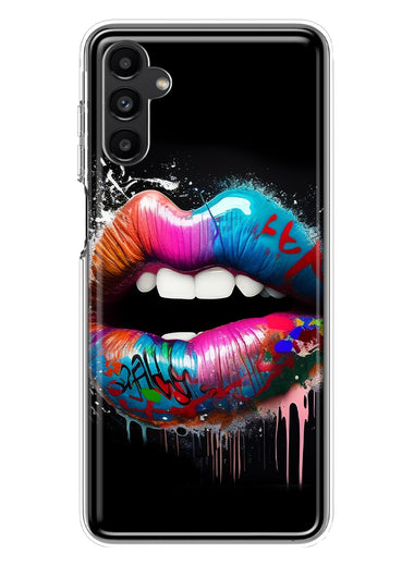 Samsung Galaxy A13 Colorful Lip Graffiti Painting Art Hybrid Protective Phone Case Cover