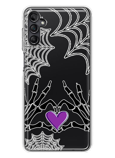 Samsung Galaxy A54 Halloween Skeleton Heart Hands Spooky Spider Web Hybrid Protective Phone Case Cover